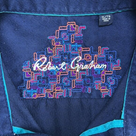 Robert Graham Men’s Textured Fabric Flip Cuffs Long Sleeve Button Down Shirt XL - Picture 8 of 13